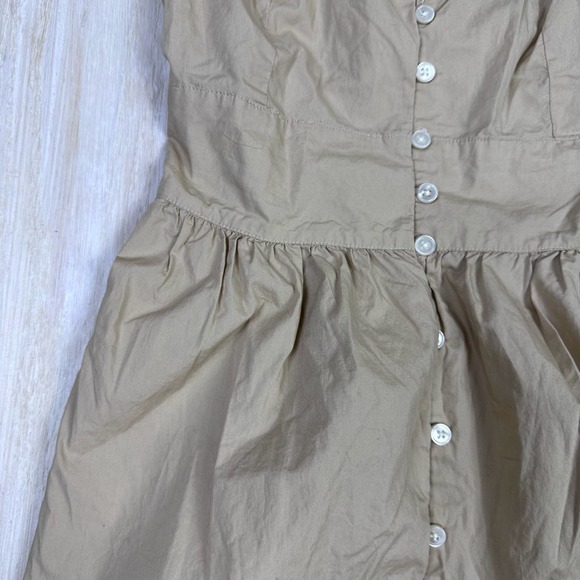 J Crew Tan Neutral Button Down Lagenlook Tank Shirt Casual Midi Dress Size 4 - Picture 3 of 16